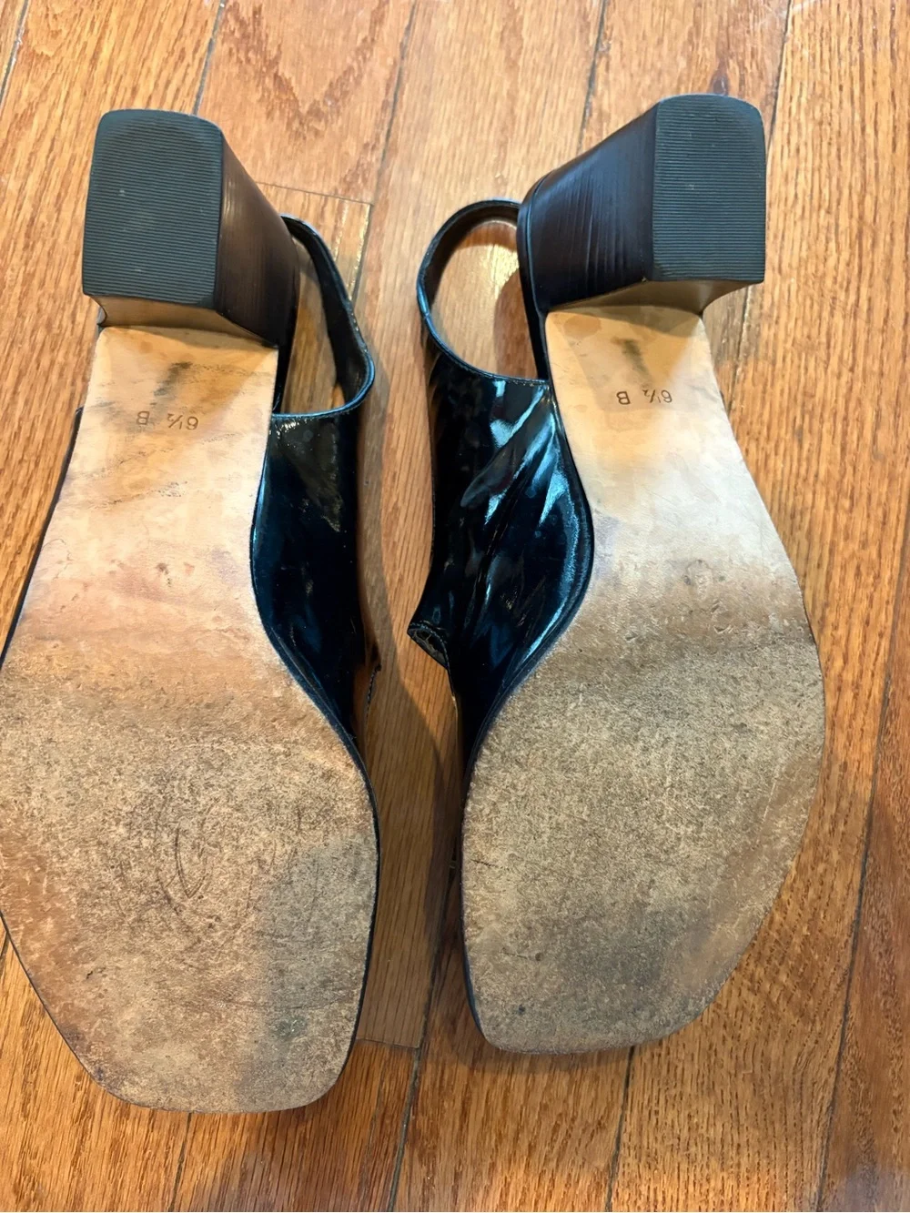 Patent Leather Black Block Heel Slingback Sandals by Cole Haan